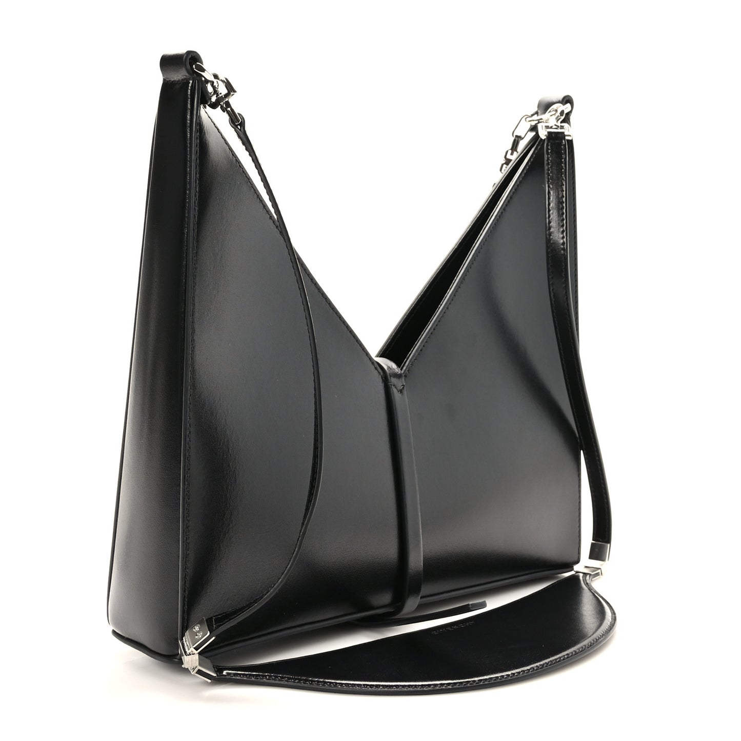 Box Calfskin Small Cut Out Shoulder Bag Black
