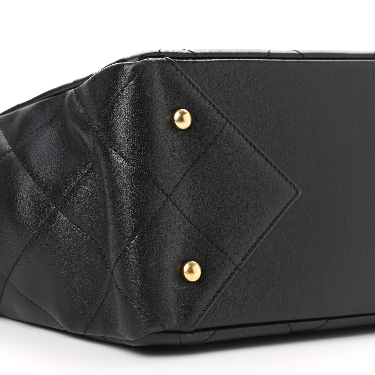 Calfskin Quilted Chain Shopping Tote Black