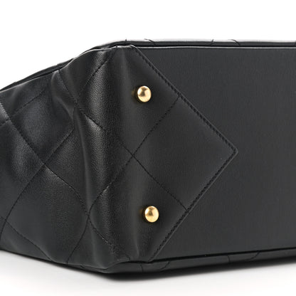 Chanel Calfskin Quilted Chain Shopping Tote Black 9 of 10