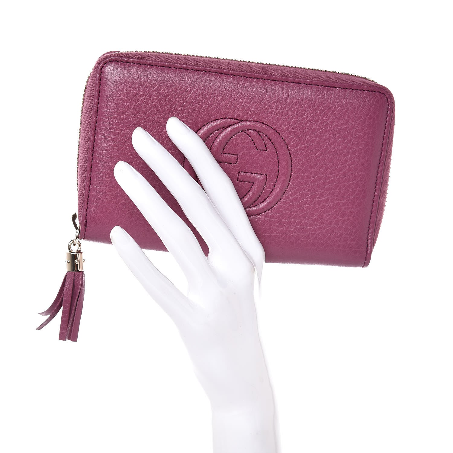 Gucci Pebbled Calfskin Medium Soho Zip Around Wallet Peonia Flower 2 of 8
