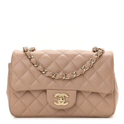 Chanel Lambskin Quilted Mini Rectangular Flap Beige 1 of 17