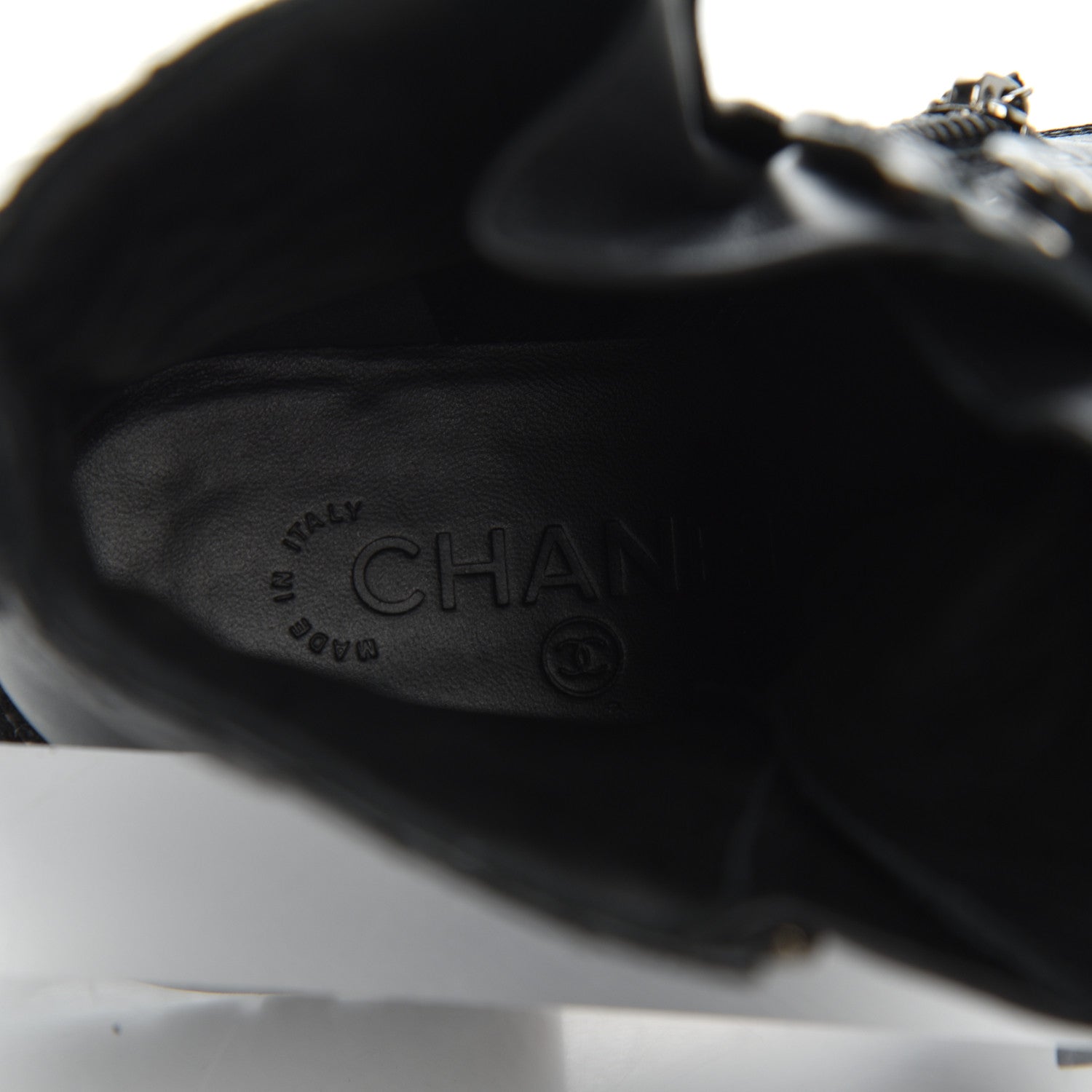 Chanel Calfskin Quilted Lace Up Combat Boots 37 Black 8 of 26