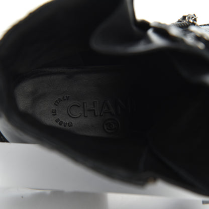 Chanel Calfskin Quilted Lace Up Combat Boots 37 Black 8 of 26