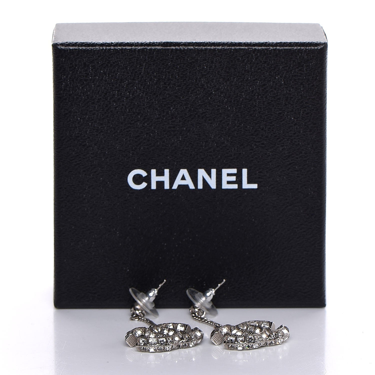 Chanel Baguette Crystal CC Dangle Earrings Silver 4 of 4