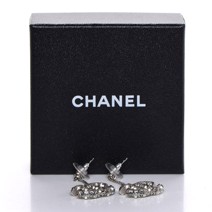 Chanel Baguette Crystal CC Dangle Earrings Silver 4 of 4