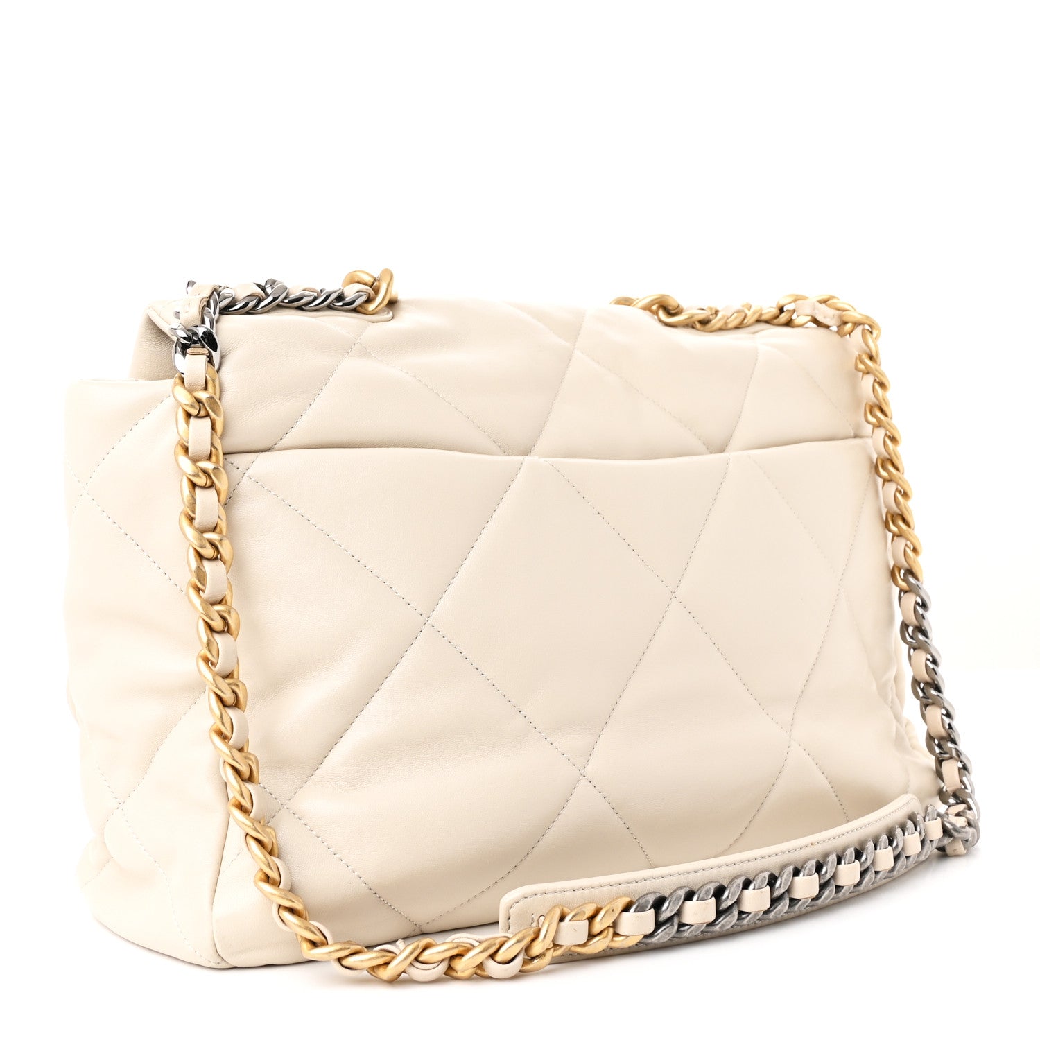 Chanel Lambskin Quilted Maxi Chanel 19 Flap Light Beige 3 of 13
