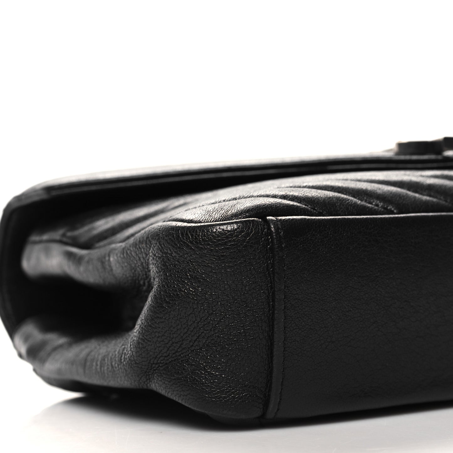 Sheepskin Matelasse Chevron Monogram Medium College Bag Black
