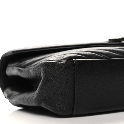 Saint Laurent Sheepskin Matelasse Chevron Monogram Medium College Bag Black 9 of 10