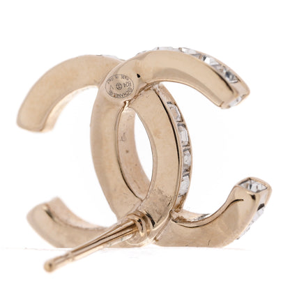 Chanel Metal Baguette Crystal CC Earrings Gold 4 of 5