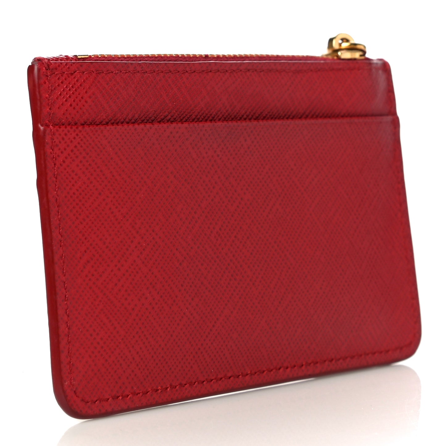 Saffiano Metal Coin Case Card Holder Fuoco