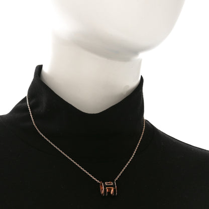 Hermes Lacquered Rose Gold Pop H Pendant Necklace Black 2 of 4