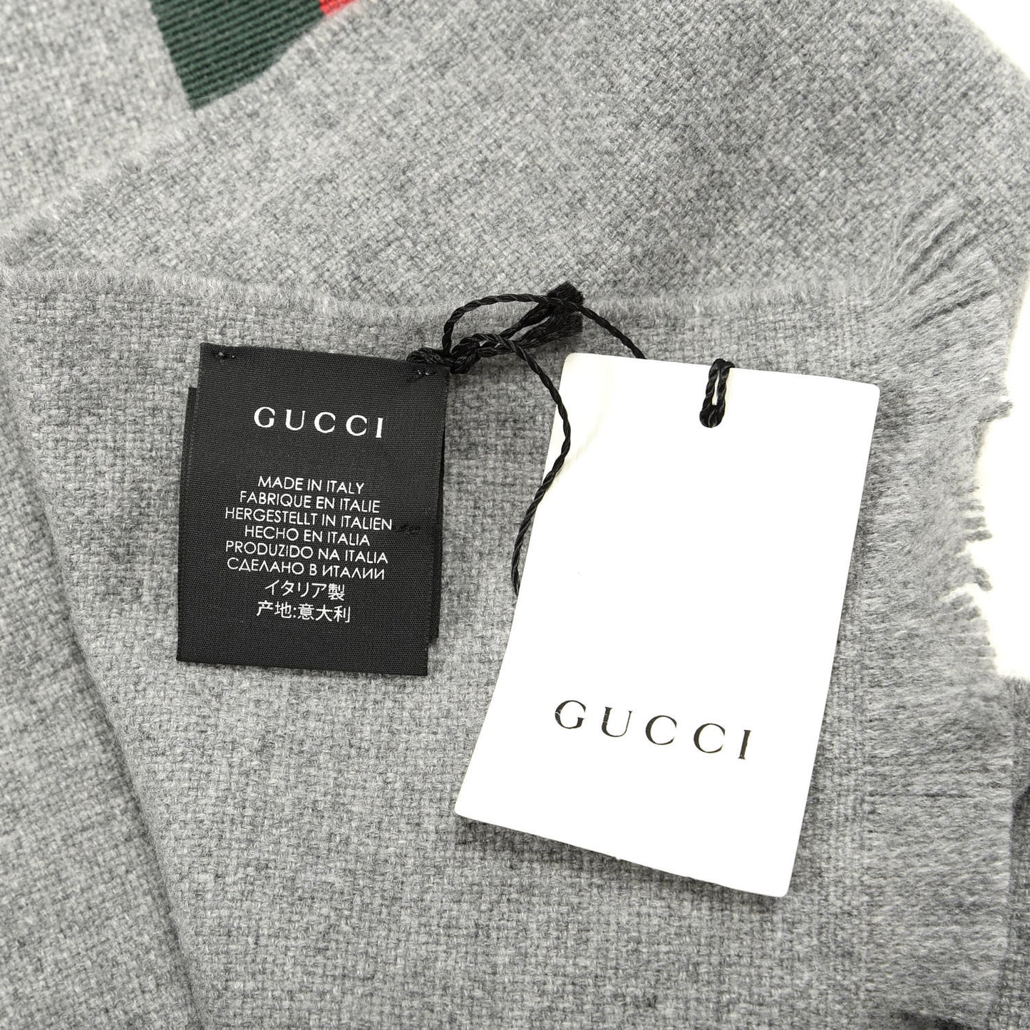 Wool Cashmere Silk Web Bee Scarf Grey
