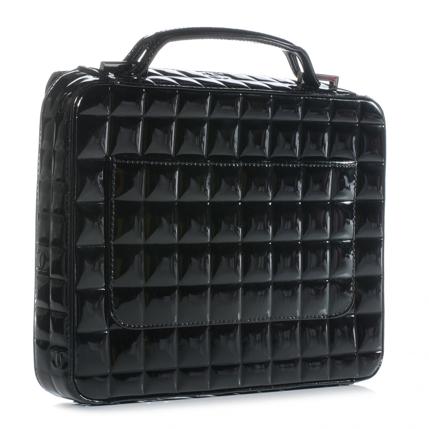 Chanel Patent Chocolate Bar Quilted Handbag Black 3 of 8