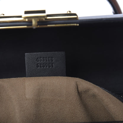 Gucci GG Supreme Monogram Calfskin Small Padlock Top Handle Bag Beige Black Cuir 9 of 9