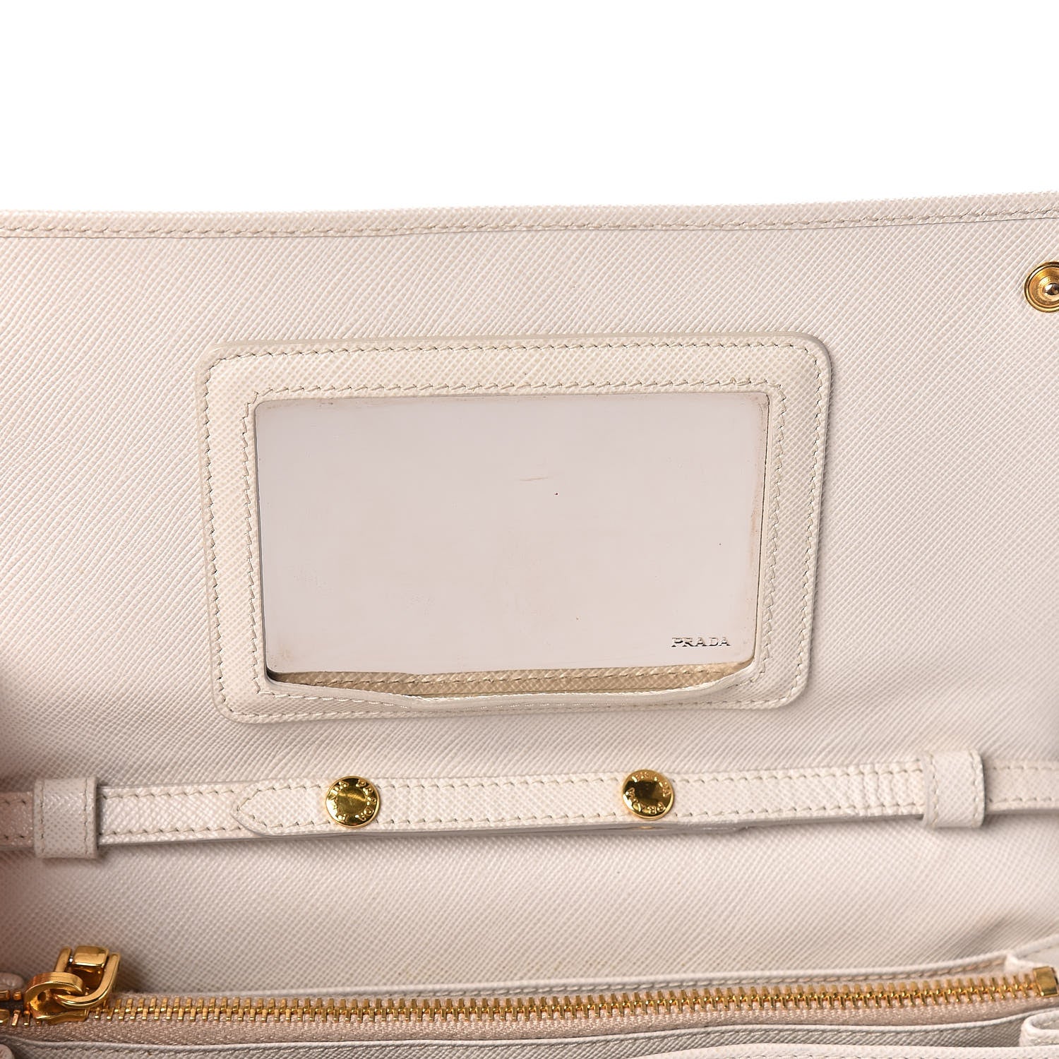 Prada Saffiano Metal Flap Wallet with Strap Talco 10 of 15