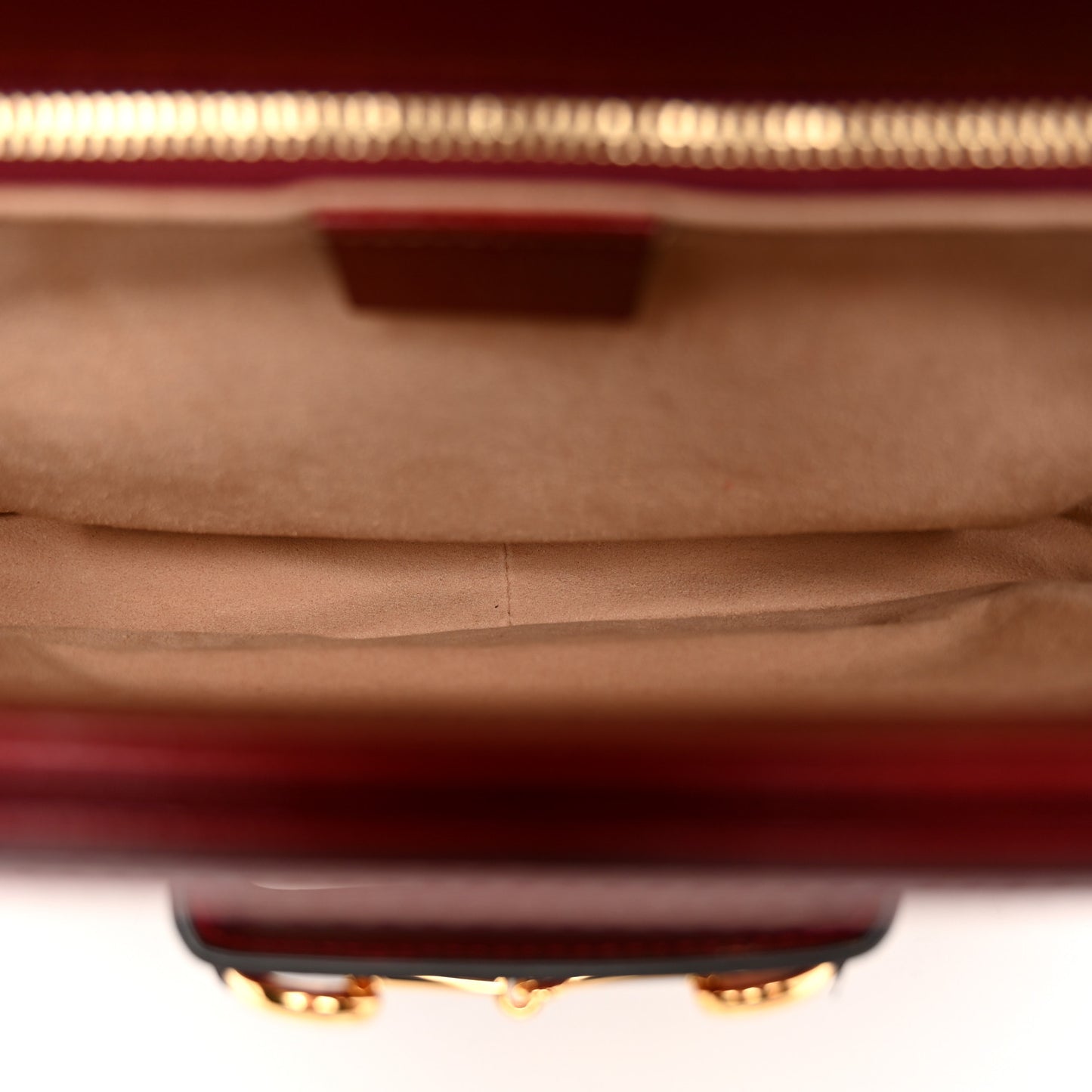 GG Supreme Monogram Azalea Calfskin Horsebit 1955 Shoulder Bag Beige Ebony New Cherry Red