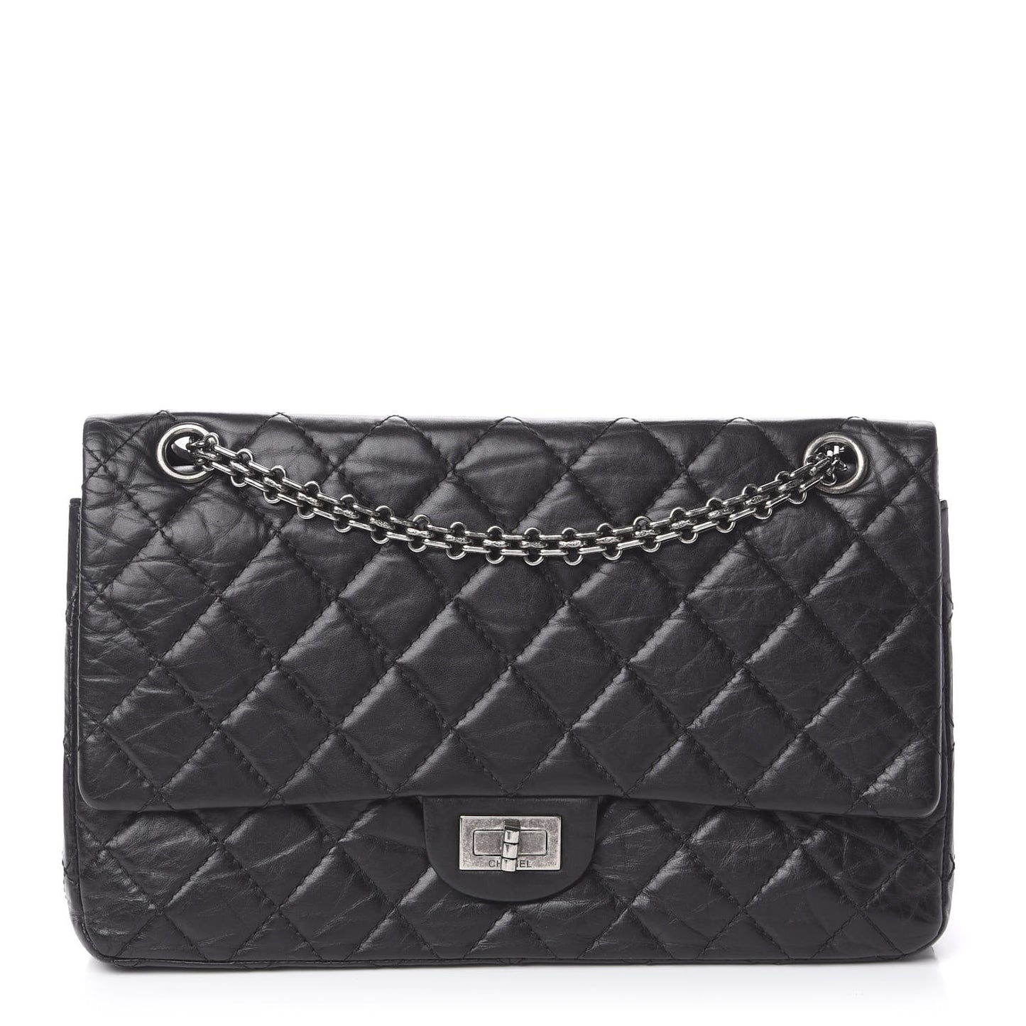 Aged Calfskin Quilted 2.55 Reissue 226 Flap Black