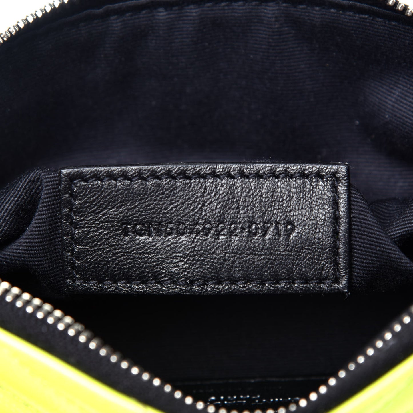 Patent Grain De Poudre Matelasse Chevron Monogram Bill Pouch Neon Yellow