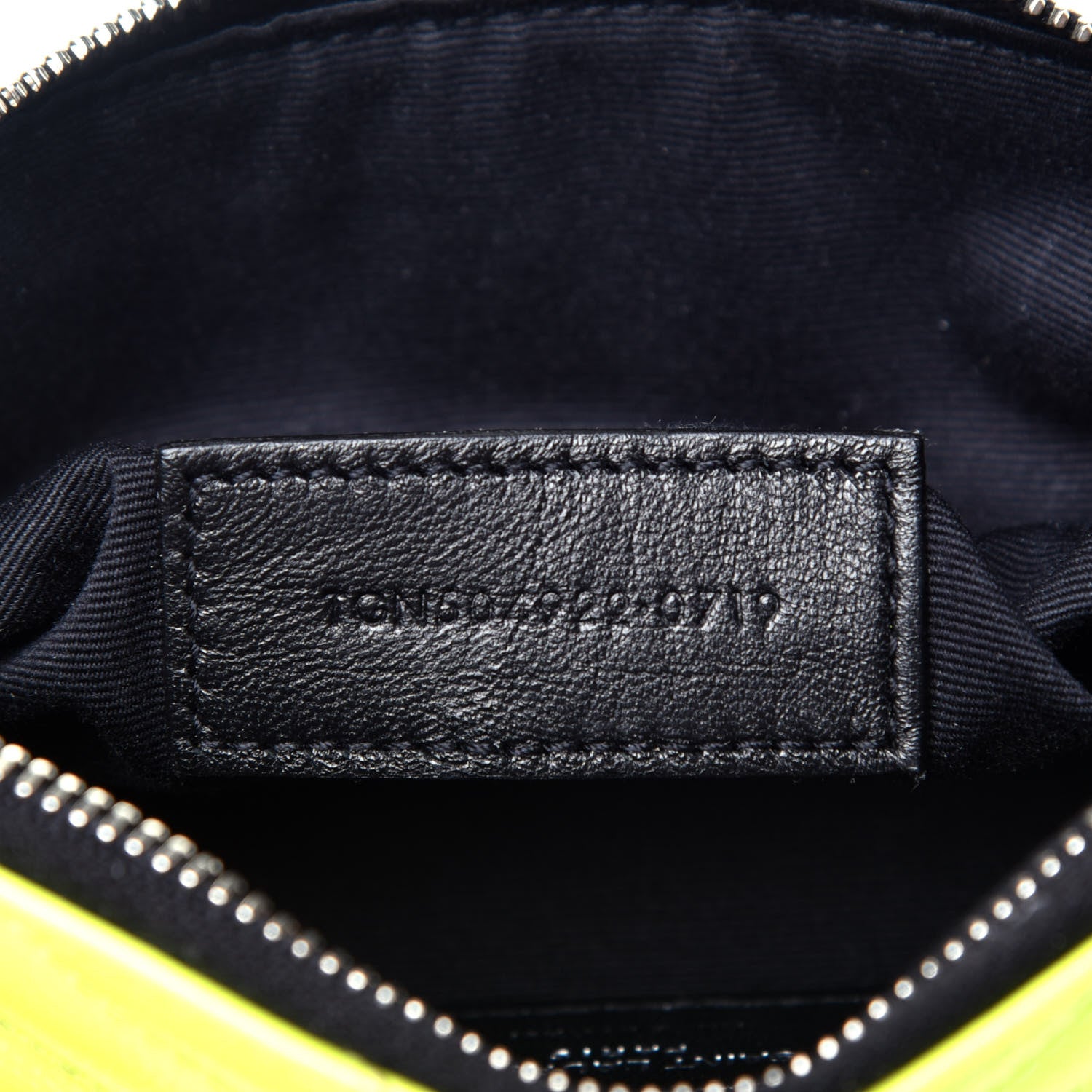 Saint Laurent Patent Grain De Poudre Matelasse Chevron Monogram Bill Pouch Neon Yellow 7 of 7