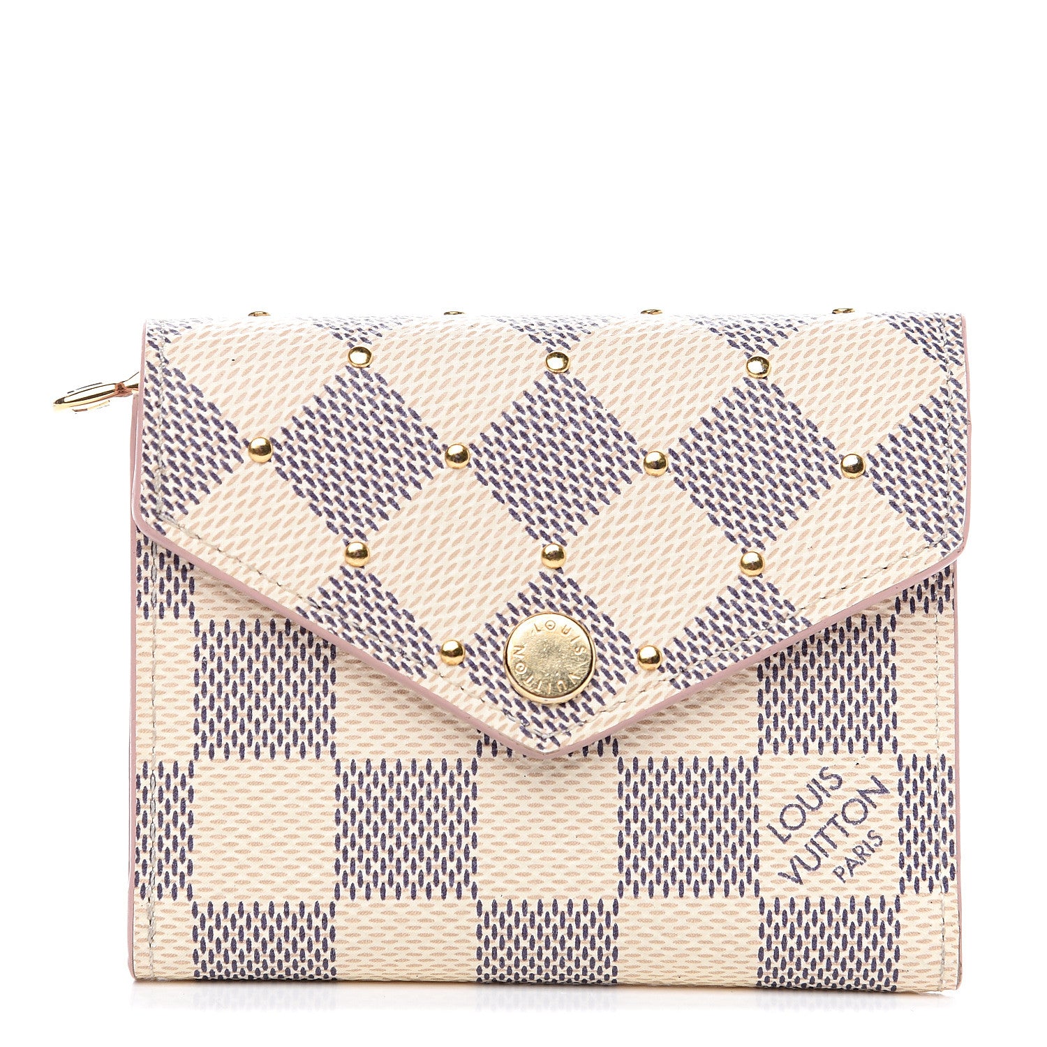 Louis Vuitton Damier Azur Studded Zoe Wallet Rose Ballerine 1 of 7