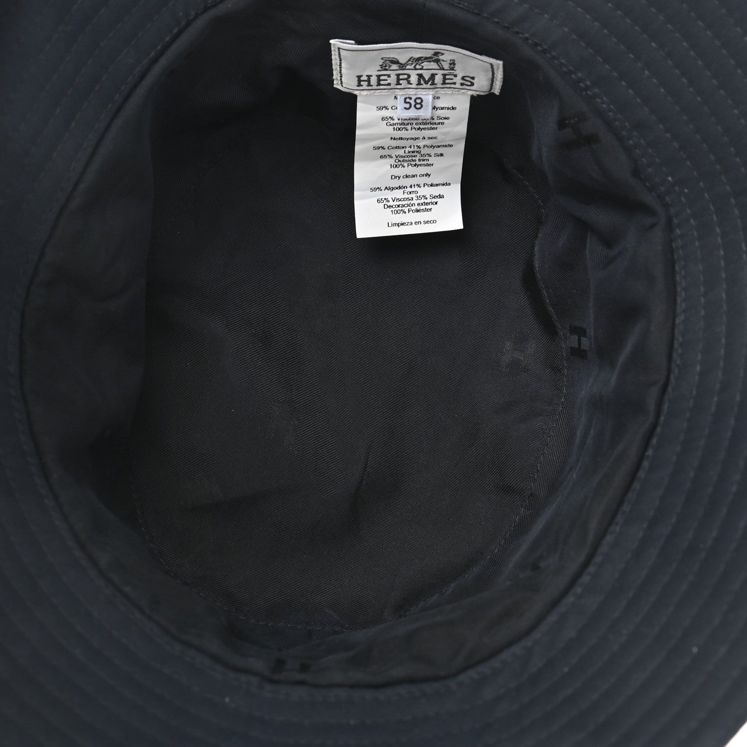 Hermes Technical Gabardine Balade Bandana Bucket Hat 58 Marine 7 of 8
