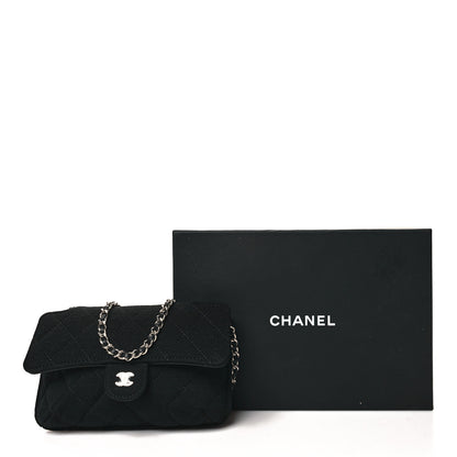 Chanel Jersey Fabric Quilted Foldable Tote With Chain Black Multicolor 14 of 14