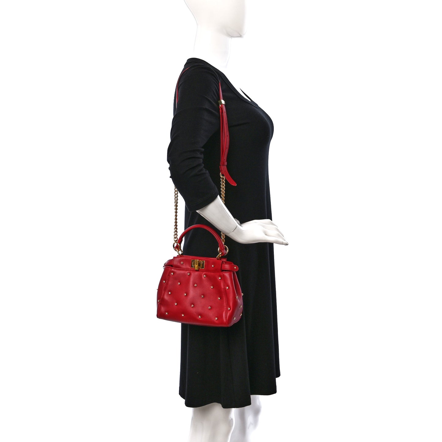 Nappa Crystal Stars Studded XS Peekaboo Iconic Satchel Fragola