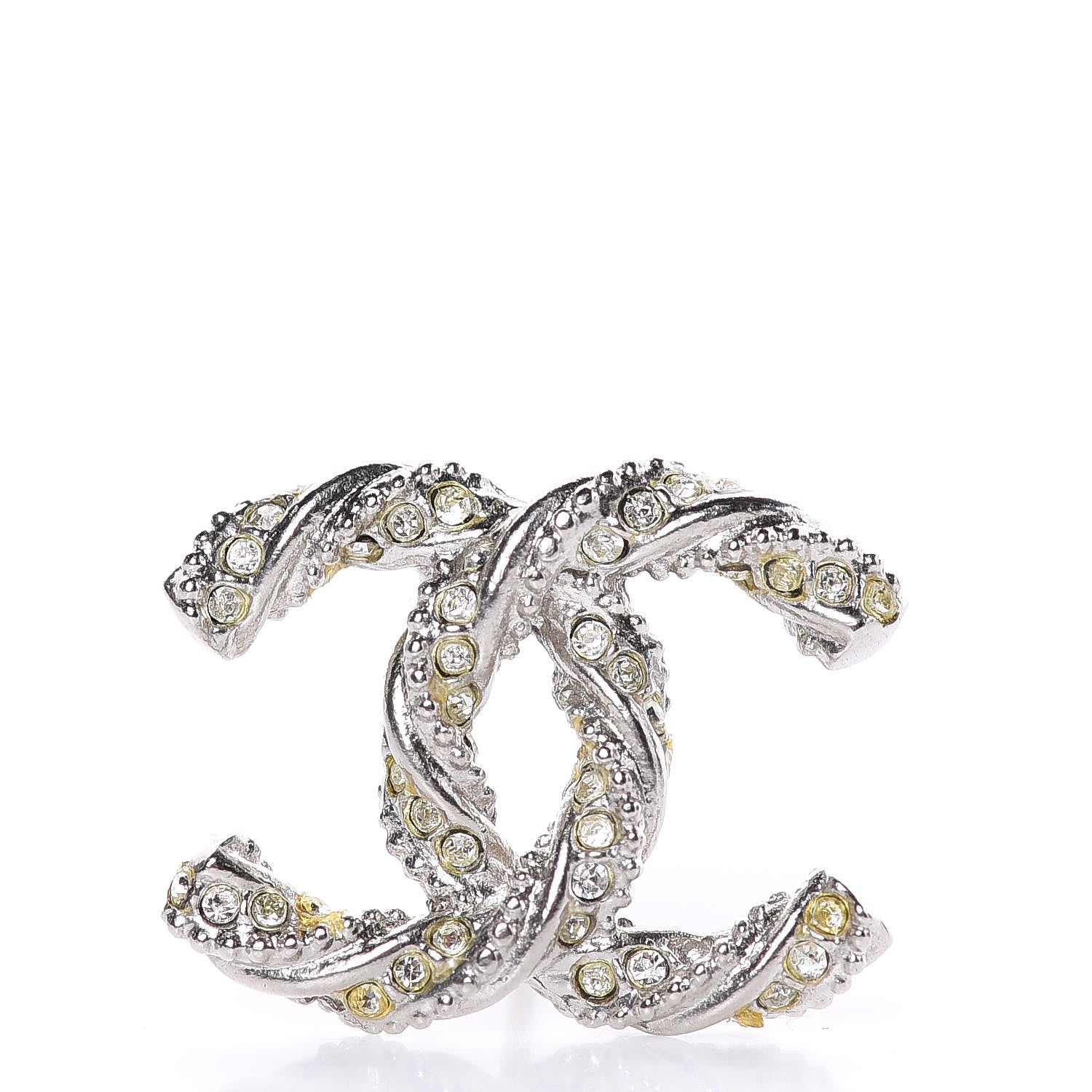 Chanel Crystal Twisted CC Earrings Silver 5 of 5