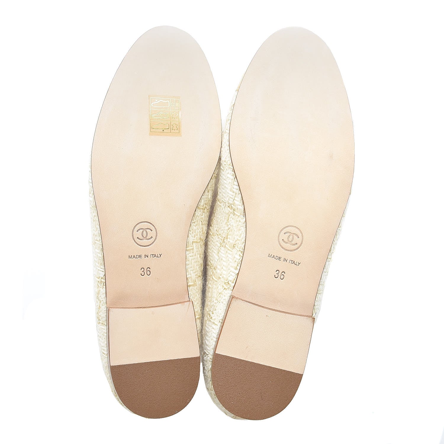 Chanel Tweed Metallic Lambskin CC Cap Toe Ballerina Flats 36 Beige Gold 7 of 10
