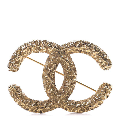 Chanel Textured CC Brooch Gold 1 of 4