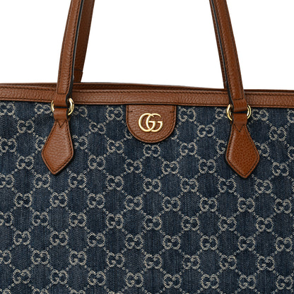 Gucci New Denim GG Monogram Medium Ophidia Shopping Tote Blue Tea Cuir 15 of 27