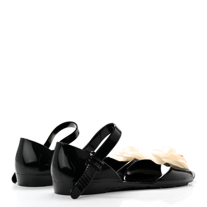 Chanel Jelly Camellia Sandals 37 Black Ivory 4 of 10