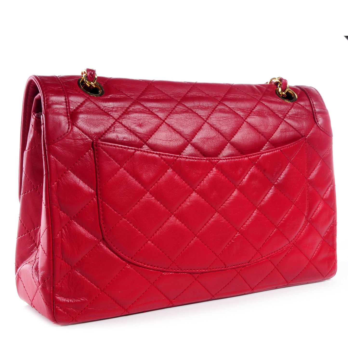 Lambskin Quilted Medium Double Flap Red