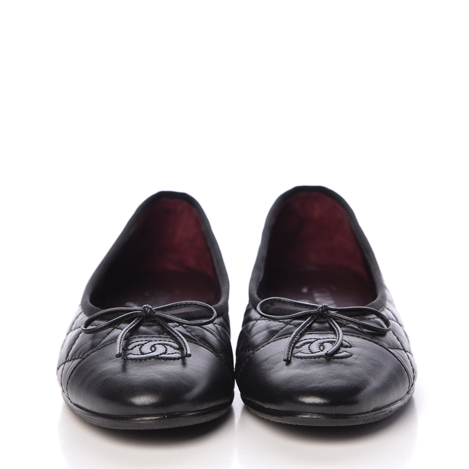 Chanel Aged Calfskin Quilted Cap Toe Ballerina Flats 39.5 Black 2 of 15