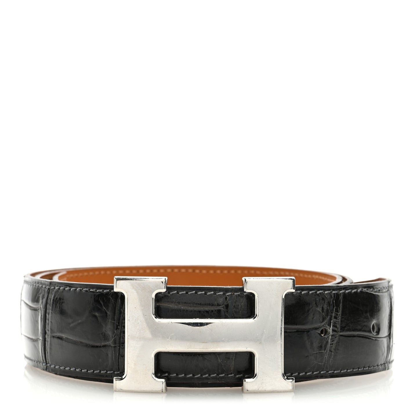 Shiny Porosus Crocodile 32mm Belt 95 Black