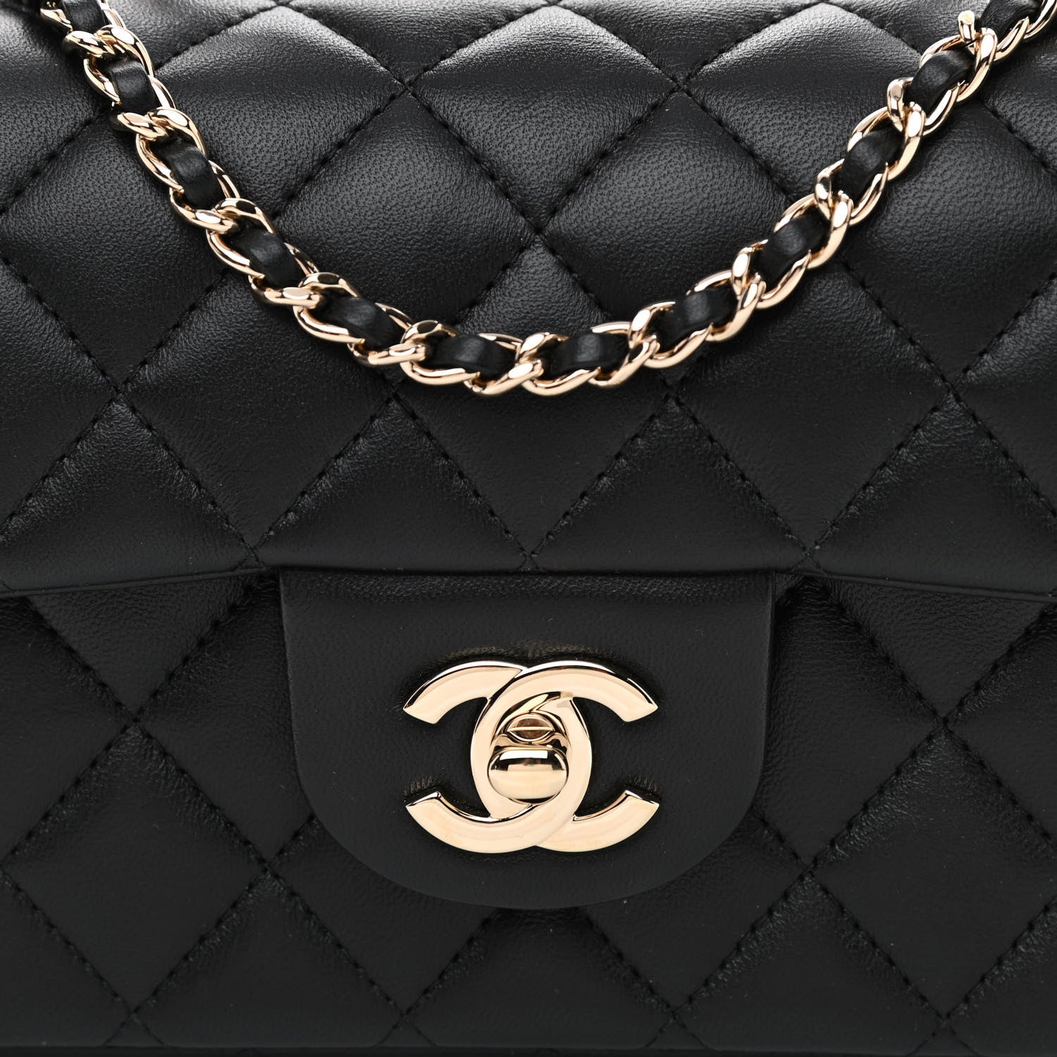 Chanel Lambskin Quilted Mini Top Handle Rectangular Flap Black 8 of 10