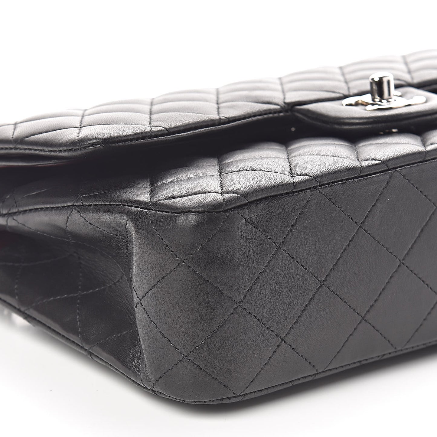 Lambskin Quilted Medium Double Flap Black