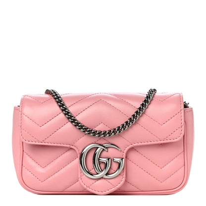 Gucci Calfskin Matelasse Super Mini GG Marmont Shoulder Bag Wild Rose 1 of 10