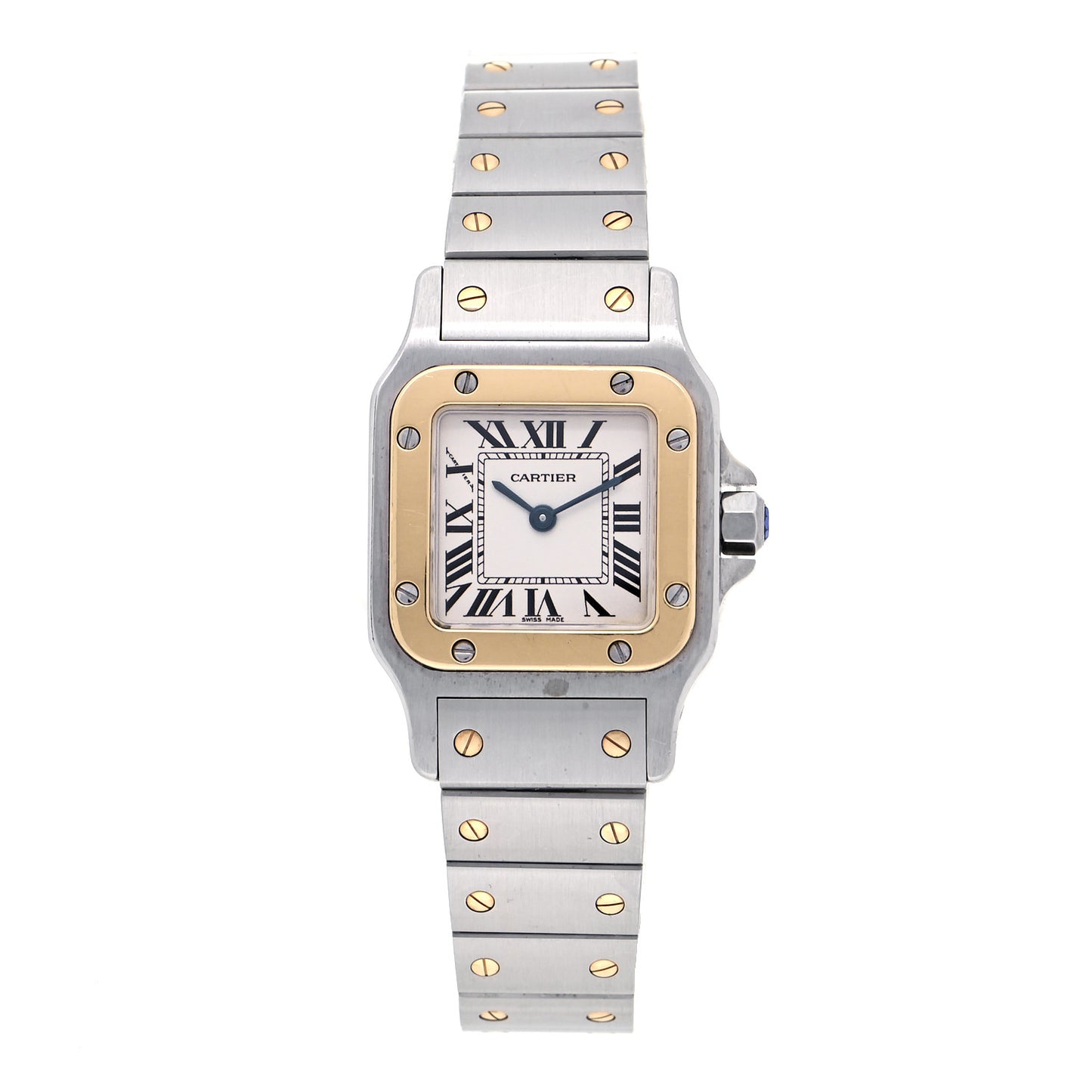 Stainless Steel 18K Yellow Gold 24mm Santos De Cartier Galbee Quartz Watch