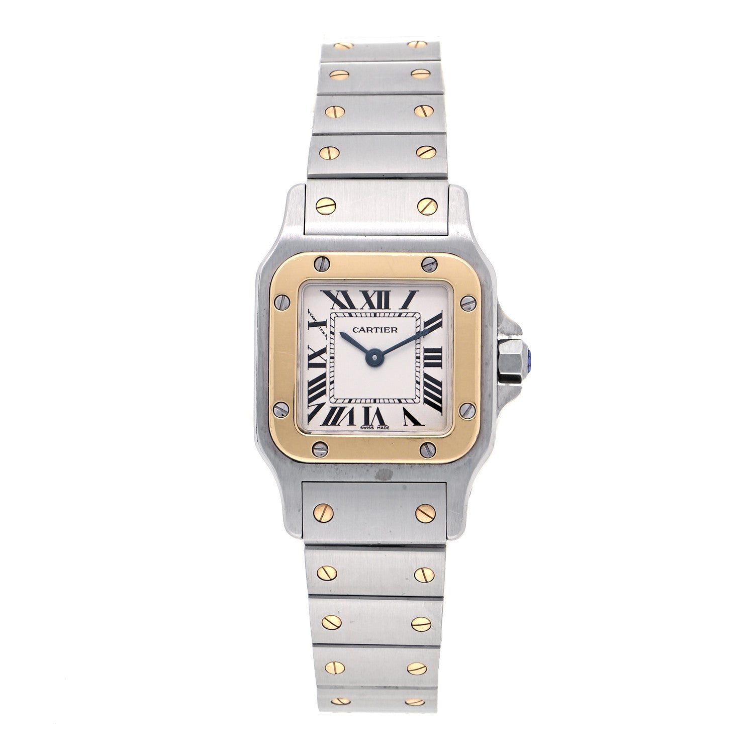 Cartier Stainless Steel 18K Yellow Gold 24mm Santos De Cartier Galbee Quartz Watch 1 of 5