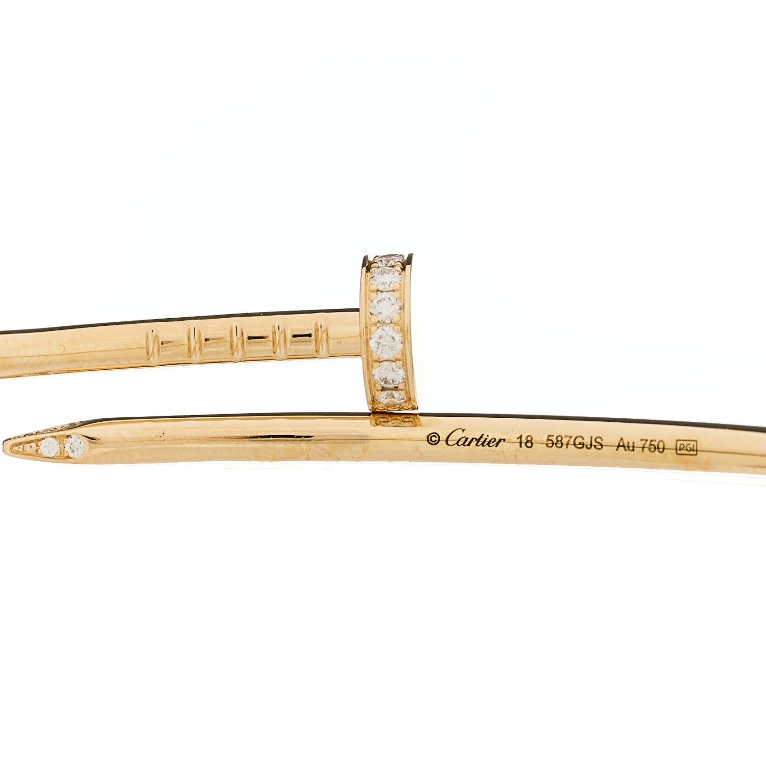 Cartier 18K Yellow Gold Diamond Small Juste Un Clou Bracelet 18 4 of 5