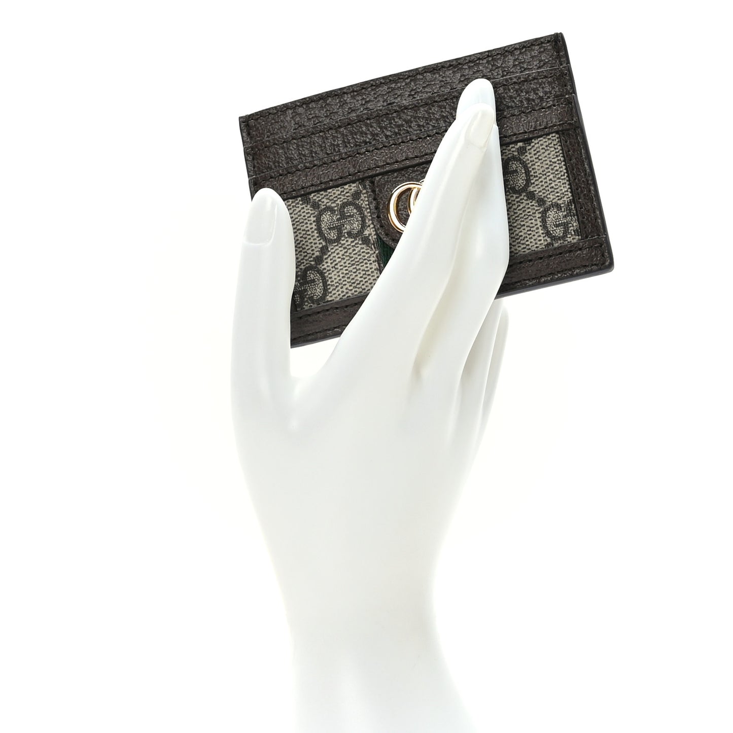 GG Supreme Monogram Ophidia Card Holder Brown