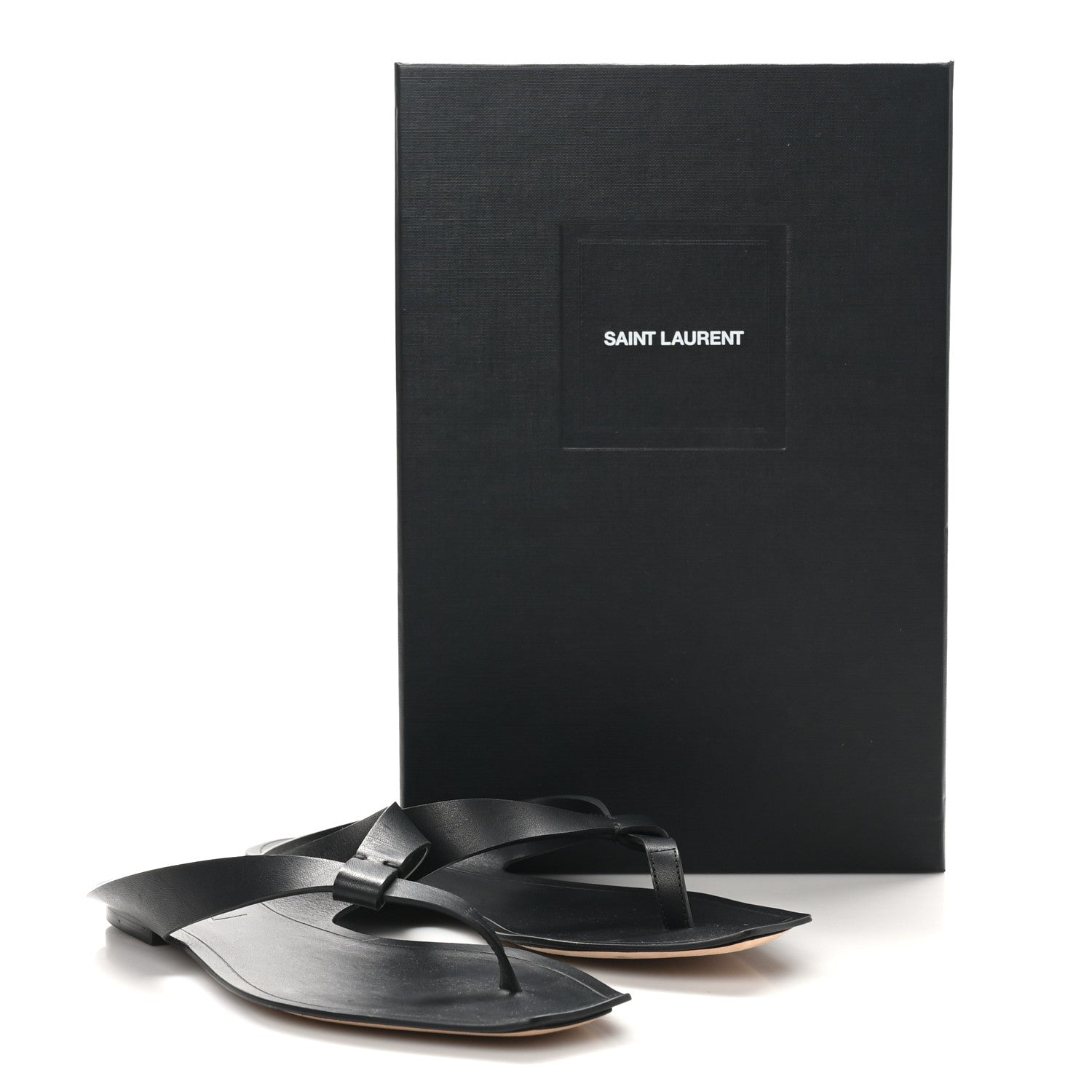 Saint Laurent Calfskin Tower 05 Slide Sandals 37.5 Black 10 of 10