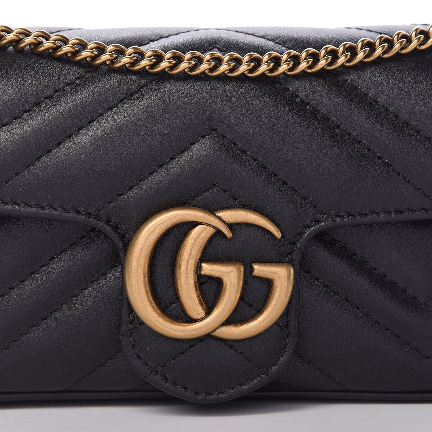 Gucci Calfskin Matelasse Super Mini GG Marmont Shoulder Bag Black 10 of 11