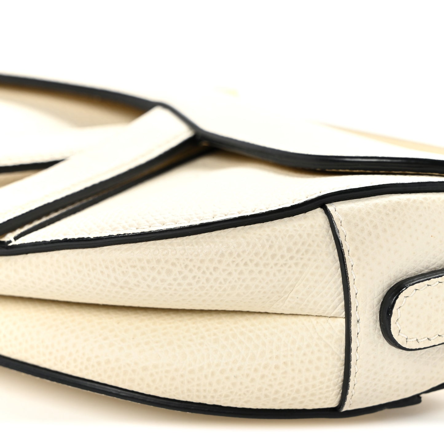 Grained Calfskin Mini Saddle Bag White
