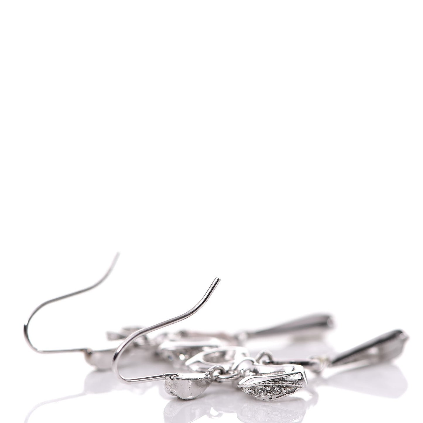 Crystal Bow Hoop Earrings Silver