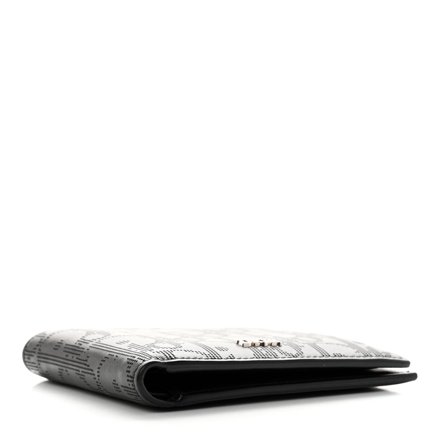Calfskin Perforated Oblique Bi-Fold Do Galaxy Wallet Black