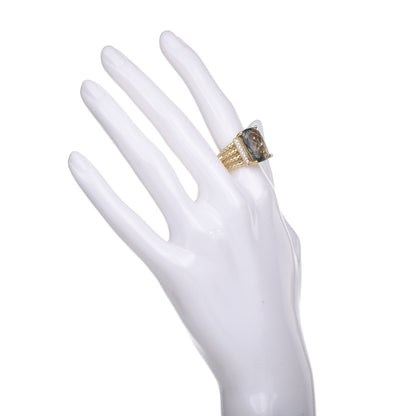 David Yurman 18K Yellow Gold Diamond Prasiolite 16mm Wheaton Ring 52 6 8 of 11