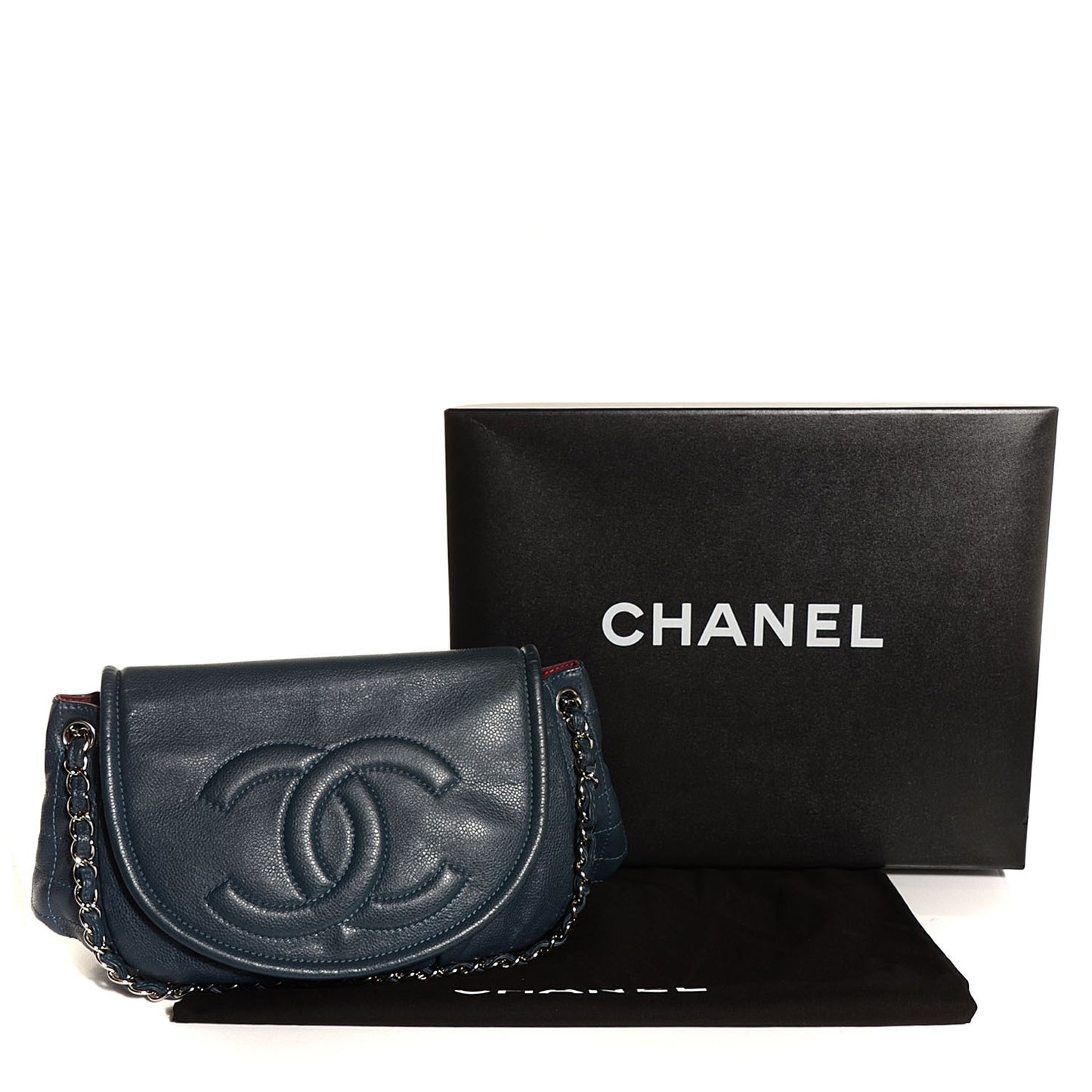 Caviar Half Moon Large Flap Navy