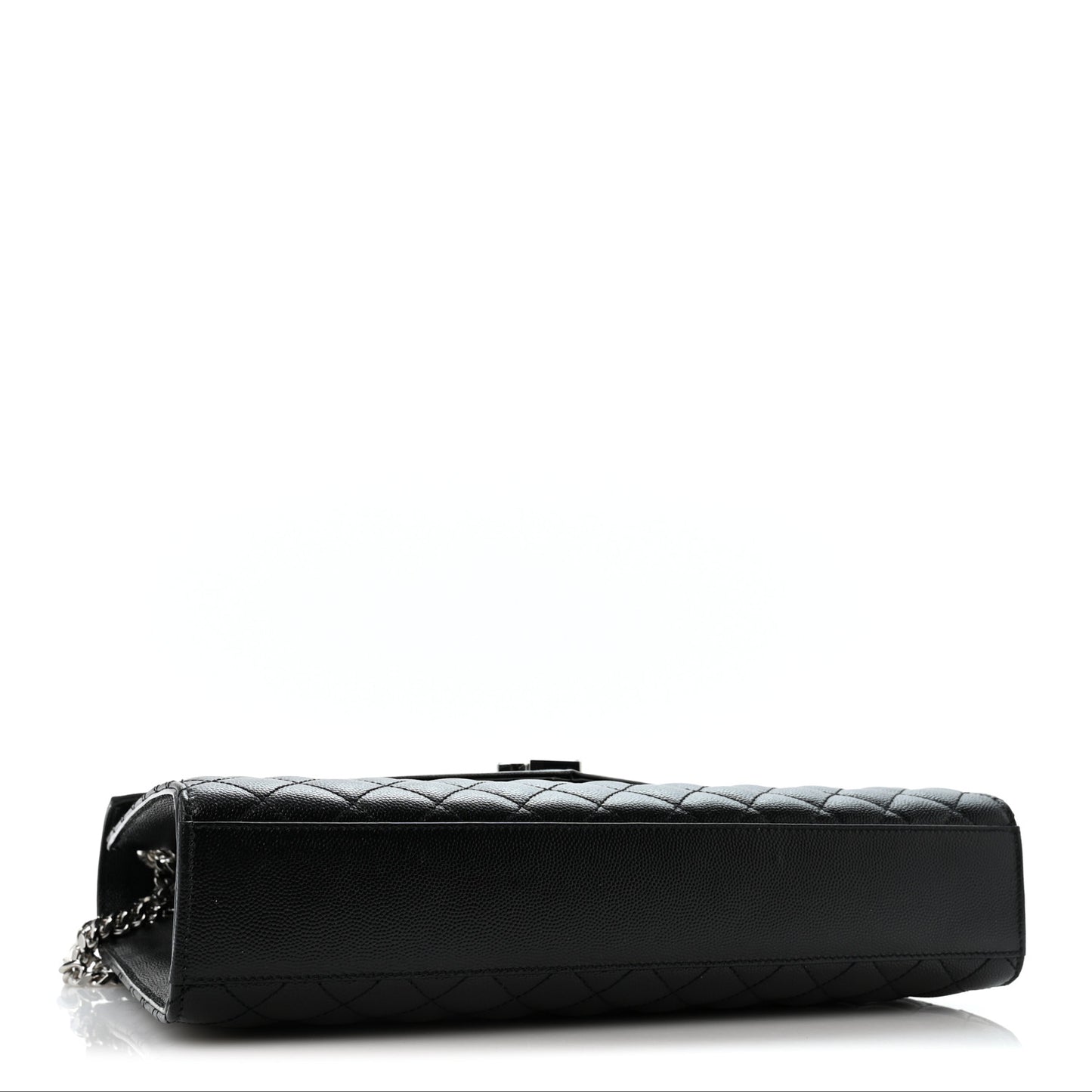 Grain De Poudre Textured Mixed Matelasse Large Triquilt Monogram Satchel Black